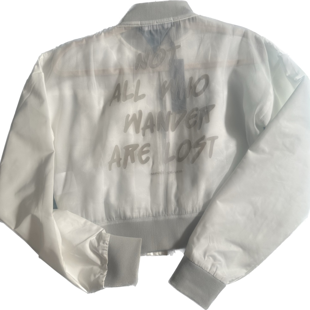 White Mesh Bomber Jacket - All Who Wonder Are Lost